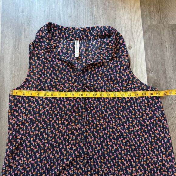 Aeropostale Floral Top Sleeveless Hi Low Button Down Semi Sheer - Picture 8 of 9